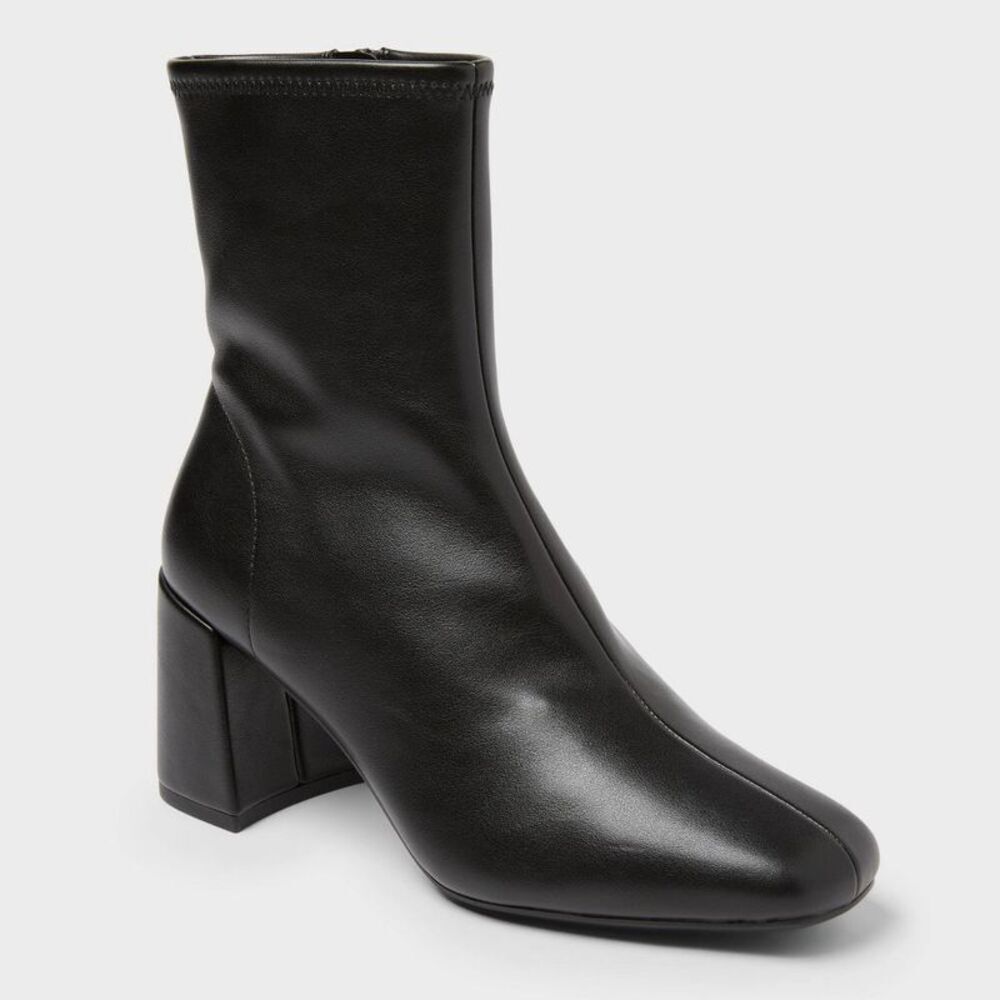 Women’s Pippa High Shaft Heeled Boots - A New Day Black 9.5